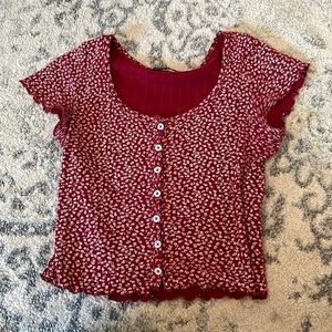 red button down brandy top